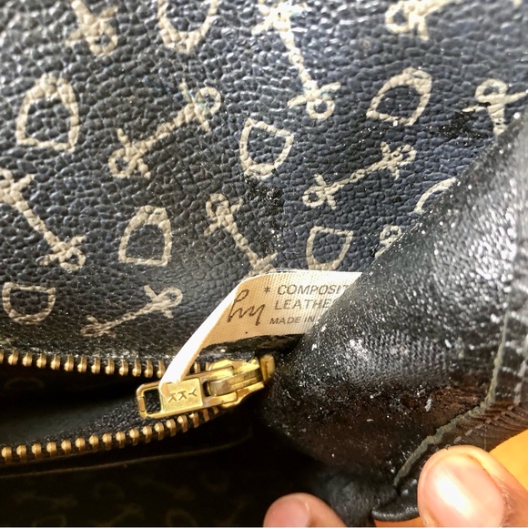 Vintage canvas and leather satchel/crossbody bag with adjustable strap - Picture 9 of 13